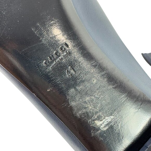 GUCCI Sachalin Navy Blue Leather GG Front Logo Cap Toe Ballet Flats 41 - 11US - Picture 10 of 11